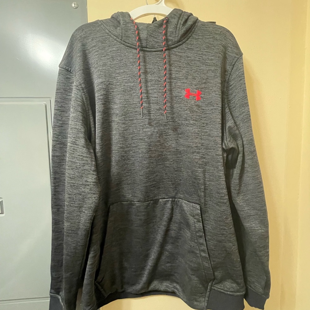 Under Armour Men's Charcoal Hoodie with Red Accents